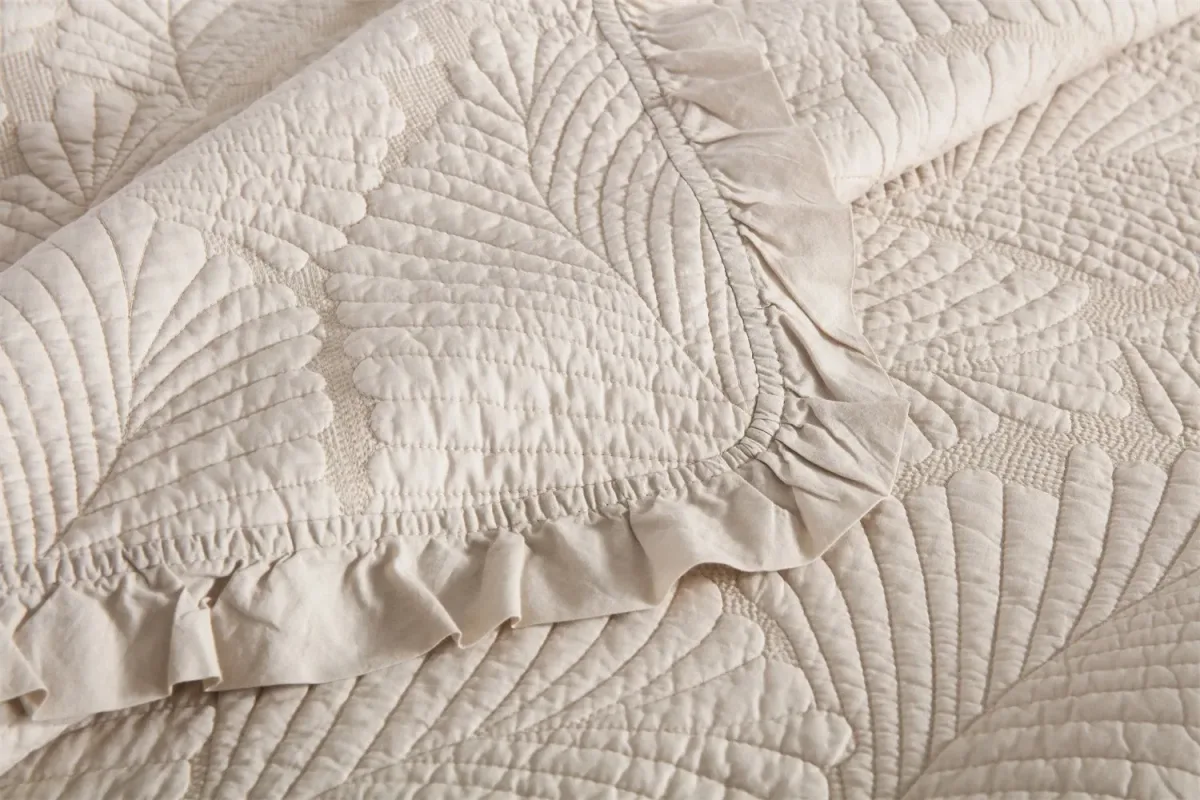 100% Cotton Embossed Ivory Haven Coverlet Bedspread Set