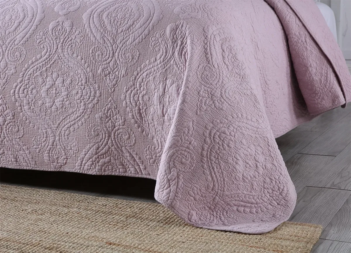 100% Cotton Embossed Lavender Bloom Haven Coverlet Bedspread Set