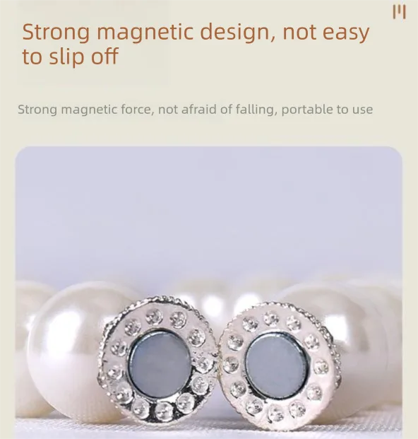 3 Pairs Magnetic Pearl Curtain Tiebacks (40cm) - No-Drill ABS Bead Holdback with Rhinestone Clasp