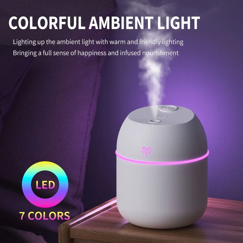 Mini USB Humidifier Large Mist - Desktop Ultrasonic Air Humidifier with Colorful LED Light