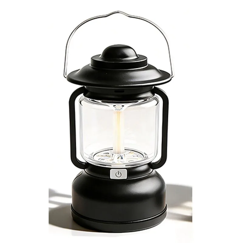Vintage LED Outdoor Camping Lantern with Warm Ambient Light - 7 Lighting Modes, 24H Long Runtime, USB-C Rechargeable, Stepless Dimming and Hanging Tent Light