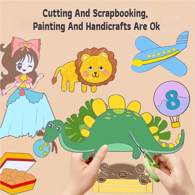 3M Extra Long Reusable Coloring Paper Roll, Animal World Theme Self-Adhesive Wall Coloring Poster and DIY Cuttable Drawing Craft Paper Scroll with Gift Box