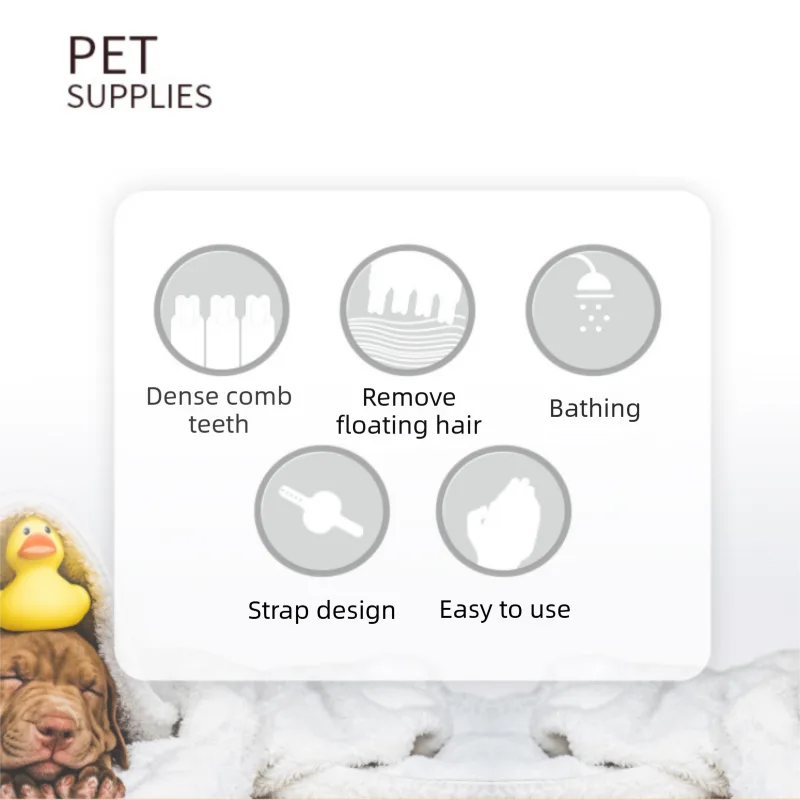 Pet Bath Massage Brush Soft TPR Grooming Brush for Dogs and Cats Adjustable Hand Strap Deshedding Scrubber