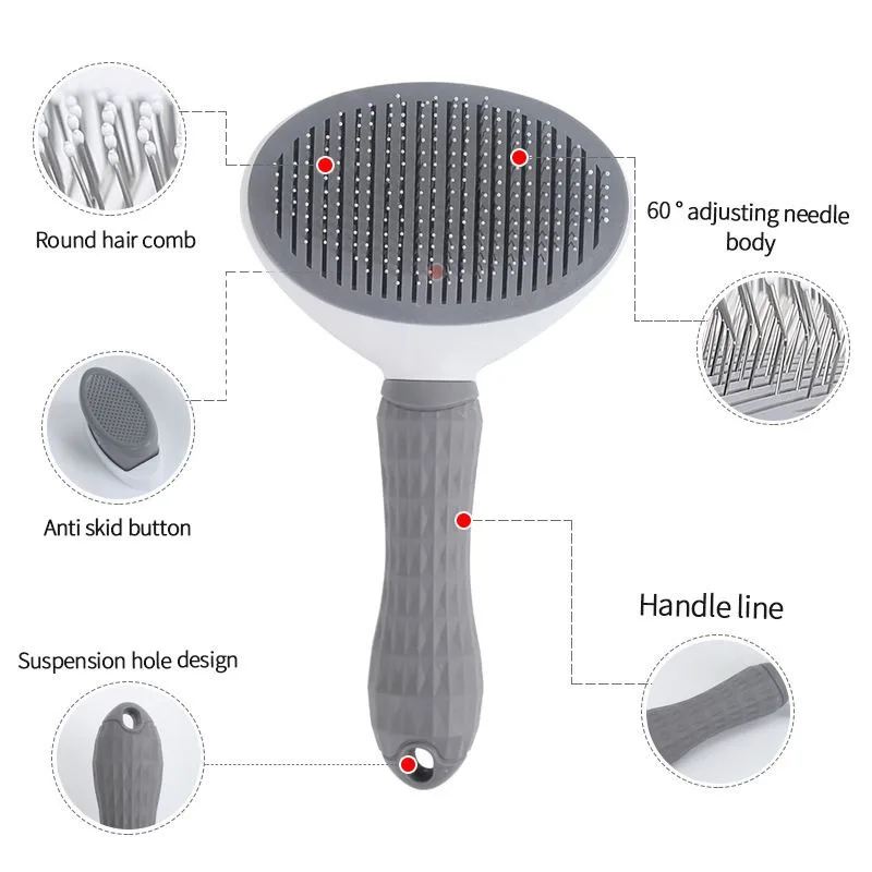 Transparent cat Complete Cat Care Set - One-Touch Deshedding Brush, Stainless Steel Nail Clipper & Fur Collection Locket