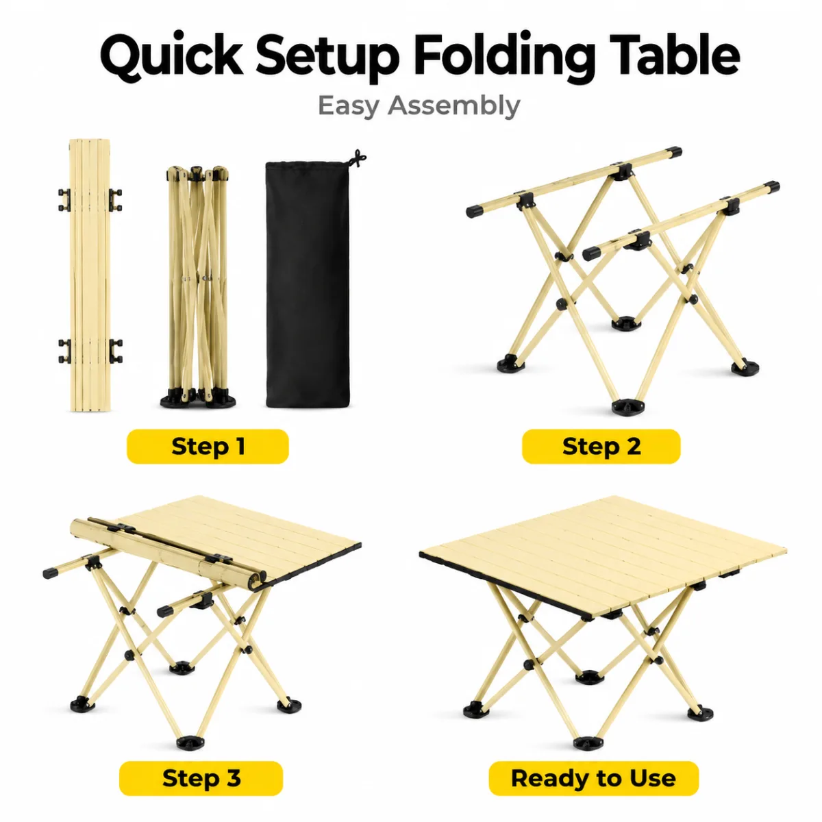 Portable Folding Table - 57*41cm Carbon Steel Compact Carry Design, Quick Setup and Space Saving Storage for Market Stalls, Camping and Outdoor Use