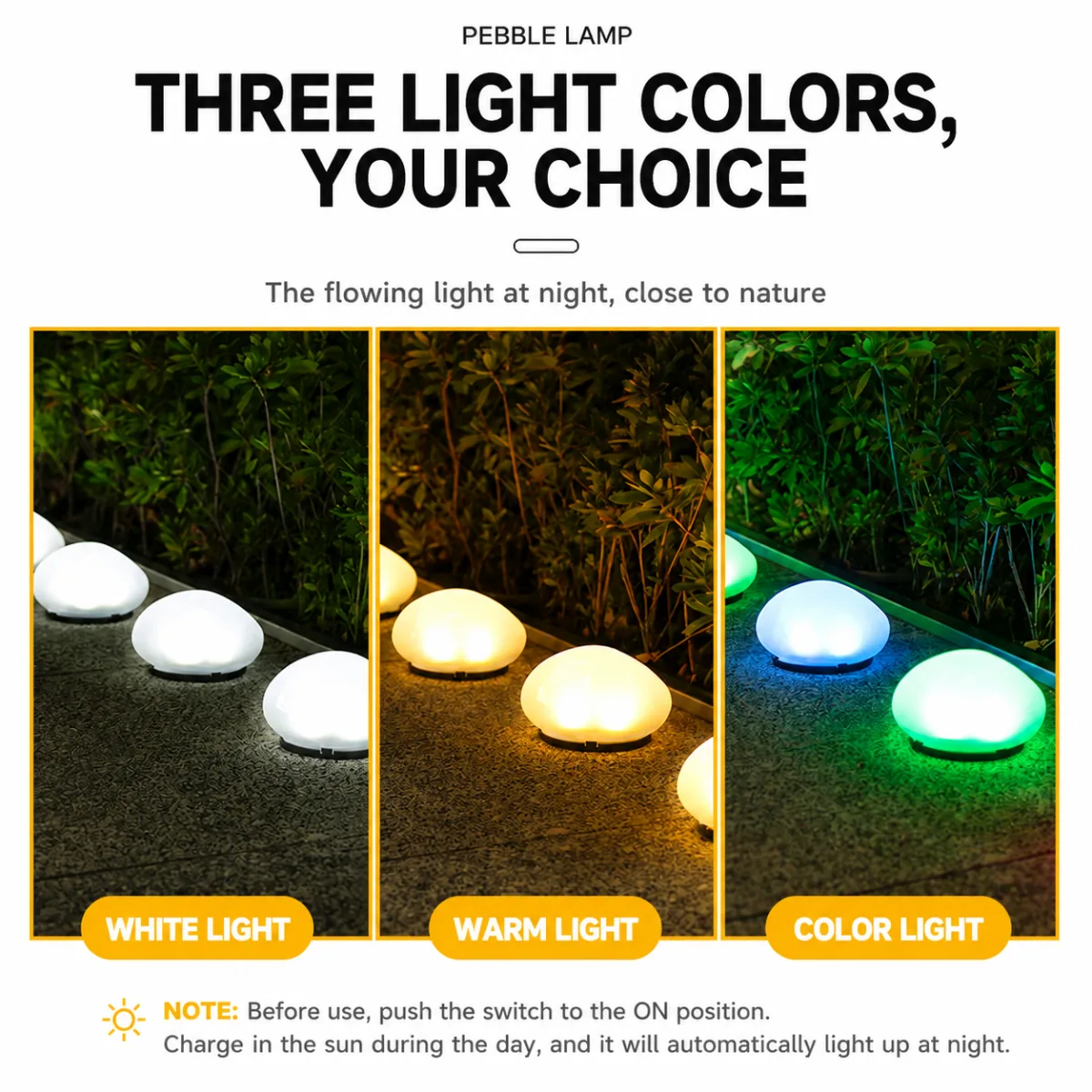 Light - Outdoor LED Rock Lamp with Solar Panel, Waterproof Landscape Lighting