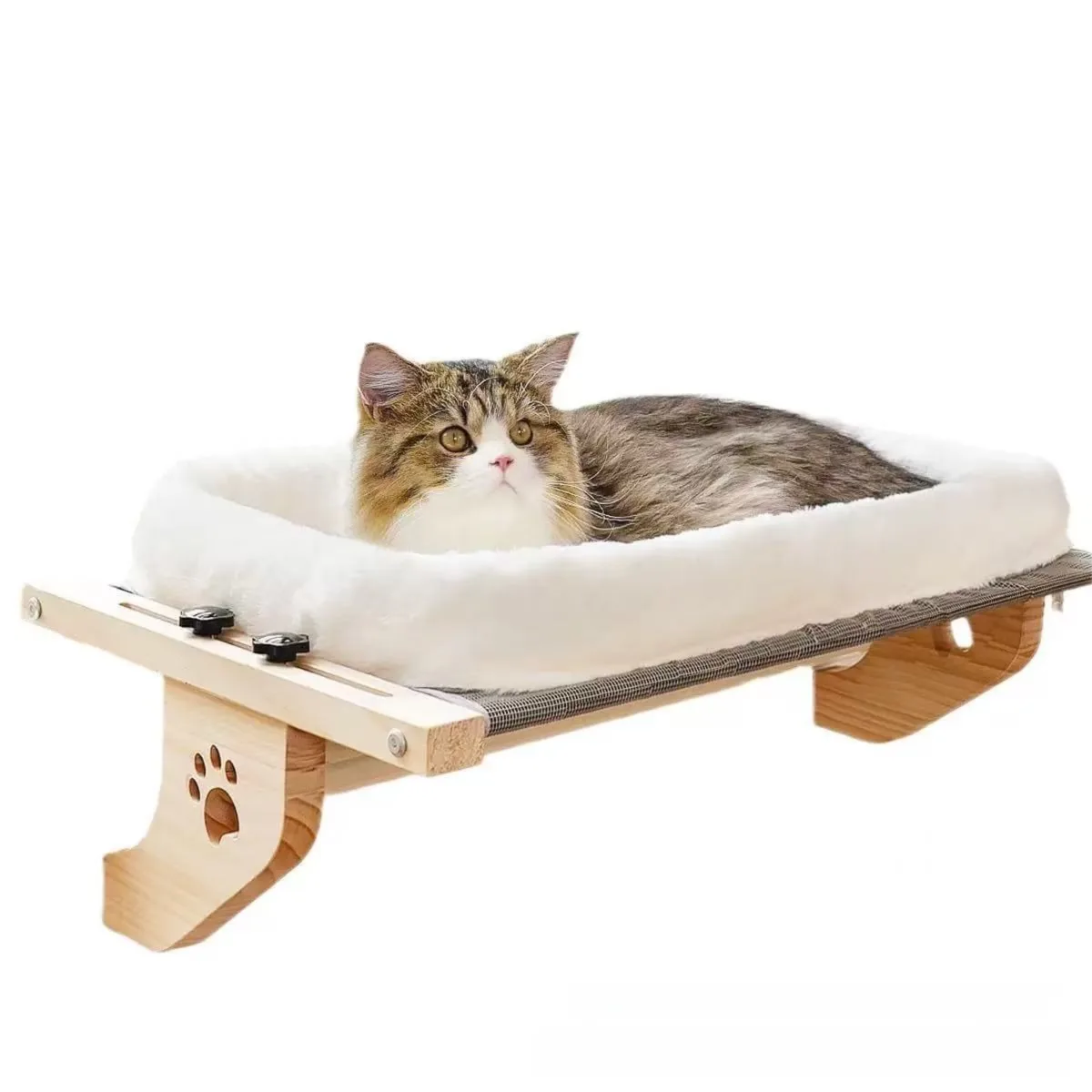 24.4 x 15" Cat Window Perch Hammock with Removable Washable Fleece Cover - Widely Adjustable Frame to Fit Various Window