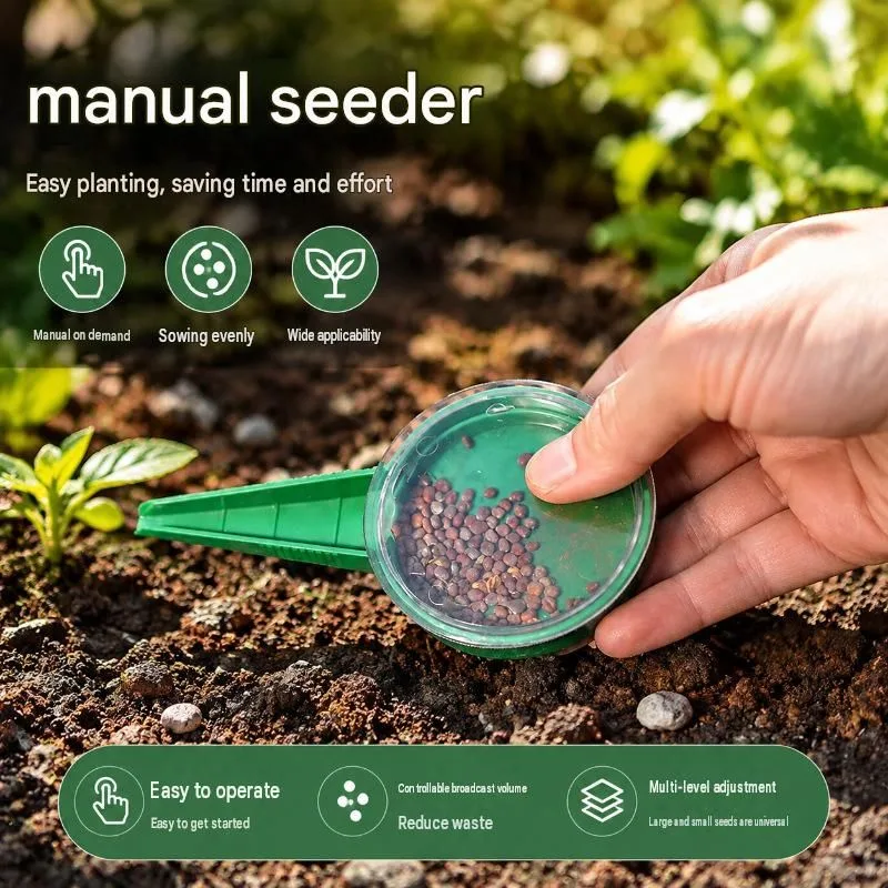 5-pack Adjustable Manual Seed Planter - Precision Vegetable Seeder Tool with Multi-Size Dial - Handheld Herb and Radish Sowing Device for Accurate Spacing and Waste Reduction