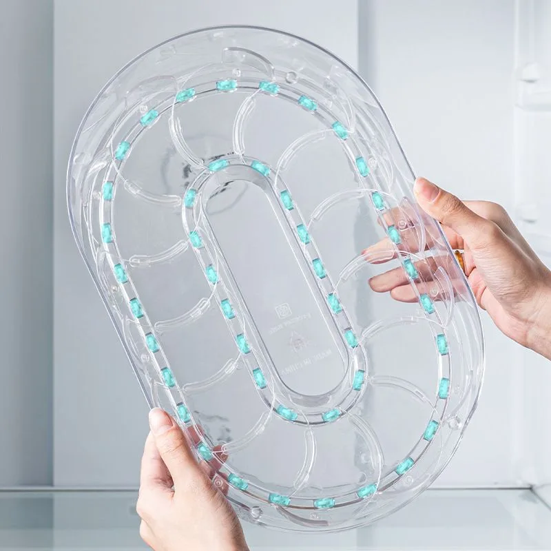360° Rotating Refrigerator Organizer - Clear Oval Milk White for Pantry, Kitchen Countertop, and Cupboard Storage
