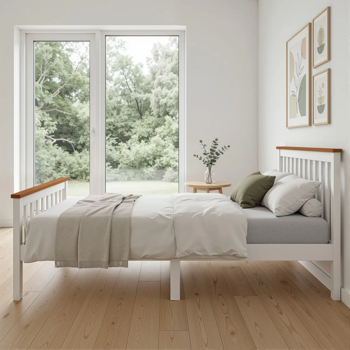 Artiss Bed Frame Double Size Wooden White PONY