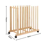 Artiss Art Drying & Storage Rack with Caster Wheels, Solid Wood Adjustable Slots Rack for Drawing Boards, Panels, Paintings, Artworks Display