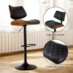 Artiss Bar Stools Kitchen Dining Chairs Gas Lift Stool Wooden Leather – Black