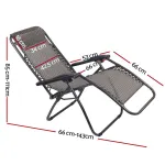 Gardeon Zero Gravity Chair Folding Outdoor Recliner Adjustable Sun Lounge Camping – Grey