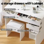 Artiss Dressing Table Set Stool 10 Led Bulbs White
