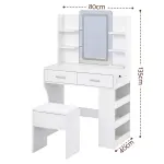 Artiss Dressing Table LED Vanity Desk Set Stool White