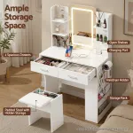 Artiss Dressing Table LED Vanity Desk Set Stool White