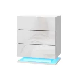 Artiss 2x Bedside Table LED 3 Drawers – MORI – White