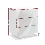 Artiss 2x Bedside Table LED 3 Drawers – MORI – White