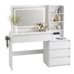 Artiss Dressing Table Makeup Vanity Desk LED Mirror Drawers Charging Station Curved Edge White