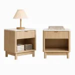 Artiss 2X Bedside Table Nightstand 1 Drawer Shelves Pine