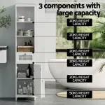 Artiss Bathroom Cabinet Storage X2 White Rattan 161cm