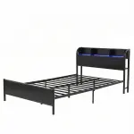Artiss Bed Frame Single Size with Storage Shelf Headboard Charging Station GRID