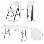 Gardeon 9PCS Outdoor Dining Set 180CM Folding Table and Chairs Patio Furniture White