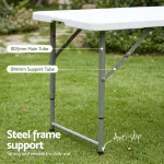 Gardeon 123cm Folding Table Portable Fold-in-Half with Handle Camping Picnic Adjustable Height