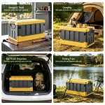 Gardeon Collapsible Outdoor Storage Box 60L Stackable Folding Camping Organizer – Yellow