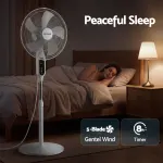 DEVANTI 16″ Pedestal Fan with Remote 3 Speeds 8H Timer – White