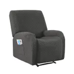 Artiss Recliner Chair Covers with Storage Side Pockets Grey Fabric