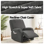 Artiss Recliner Chair Covers with Storage Side Pockets Grey Fabric