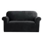 Artiss Sofa Cover Couch Covers 2 Seater Velvet – Black