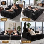 Artiss Sofa Bed Lounge Chair Sleeper Couch Chaise Single Seater Faux Fur Black