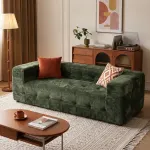 Artiss Comfort Boneless Sofa for Living Room Green Luxury Chenille