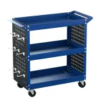 Giantz 3-Tier Tool Cart Storage Trolley Workshop Garage Pegboard Hooks – Blue