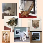 4-Way Locking Cat Flap for Small Dogs and Cats, Easy Installation, Brown, S