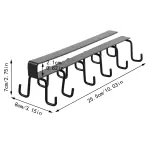 12 Hook Under Cabinet Mug Holder, double sided metal rack for coffee cups and kitchen storage, White, 10.03 x 3.15 x 2.75 inches