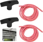 2 Pcs 41A2828 / 041A2828 Rope Handle Kit, Garage Emergency Release Pull Rope Cord Handle Kit, Fit for Chamberlain, Craftsman & LiftMaster Models, Garage Opener, Red White Emergency Pull Rope W/Handle