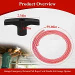 2 Pcs 41A2828 / 041A2828 Rope Handle Kit, Garage Emergency Release Pull Rope Cord Handle Kit, Fit for Chamberlain, Craftsman & LiftMaster Models, Garage Opener, Red White Emergency Pull Rope W/Handle
