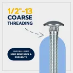 1/2″ x 4″ (25 Pack) Zinc Carriage Bolt Kit, Grade 307A by Makers Bolt
