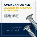 1/2″ x 4″ (25 Pack) Zinc Carriage Bolt Kit, Grade 307A by Makers Bolt