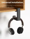 Headphone Hook – Under Desk Headphone Holder with 360-Degree Adjustable Rotation, Black