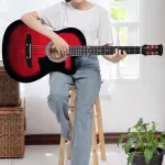 Karrera 38in Pro Cutaway Acoustic Guitar with guitar bag – Red Burst