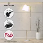 Sarantino Brushed Brass Floor Lamp with Built-in Metal End Table Marble Base Foot Switch Standing Light