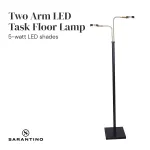 Sarantino Dual LED Floor Lamp Adjustable Black Metal & Brushed Gold Twin Reading Task Standing Light for Home Office