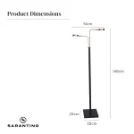 Sarantino Dual LED Floor Lamp Adjustable Black Metal & Brushed Gold Twin Reading Task Standing Light for Home Office