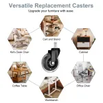 5X 3” Rollerblade Style Wheels Office Chair Casters – Slient Smooth, 11x22mm Stem