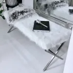 Interior Ave – Oxley Fur Bench – White & Silver