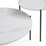 Interior Ave – Bianco Nested Coffee Table Set – White Marble Stone